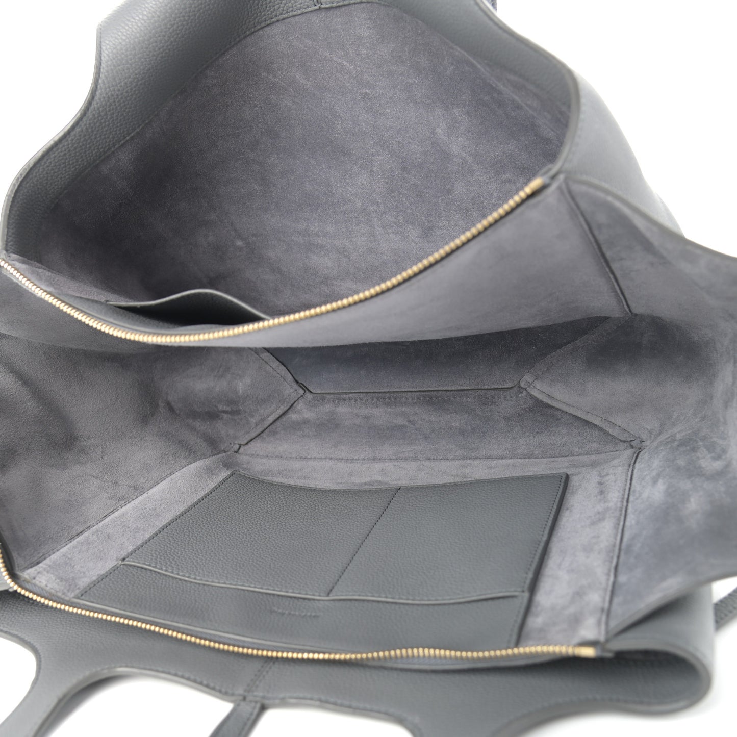 Baby Grained Calfskin Medium Tri-Fold Bag Grey