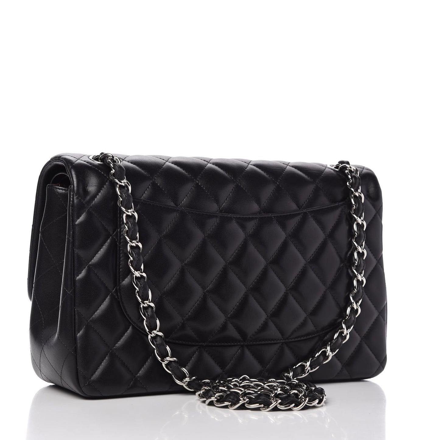Lambskin Quilted Jumbo Double Flap Black