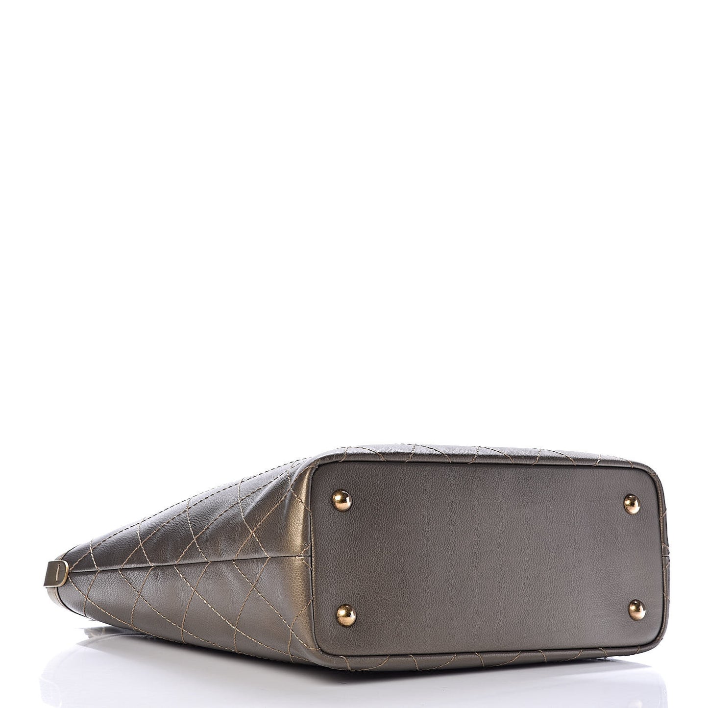 Grained Calfskin Large Shopping Fever Tote Gold