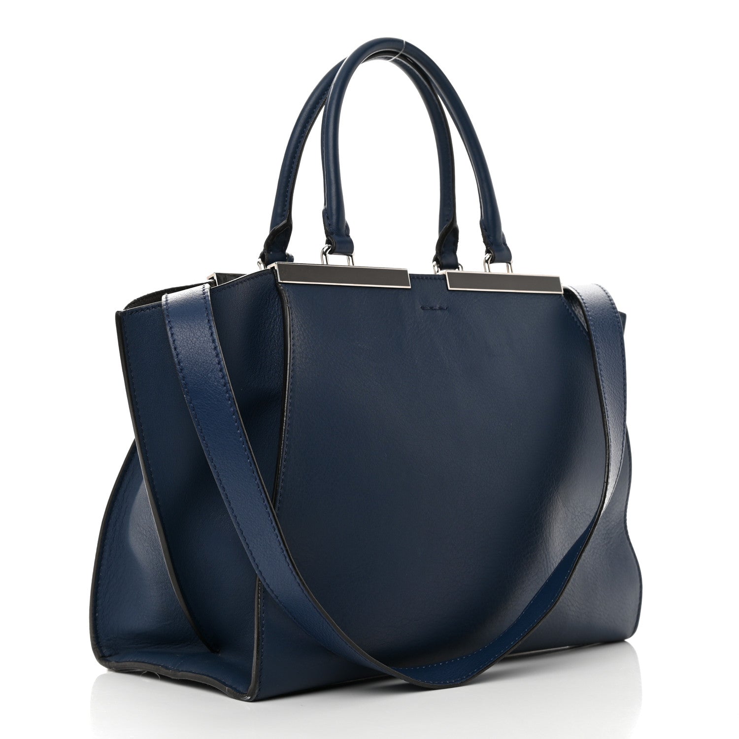 Fendi Vitello Dolce Shiny Nappa Petite 3Jours Tote Blue 3 of 21