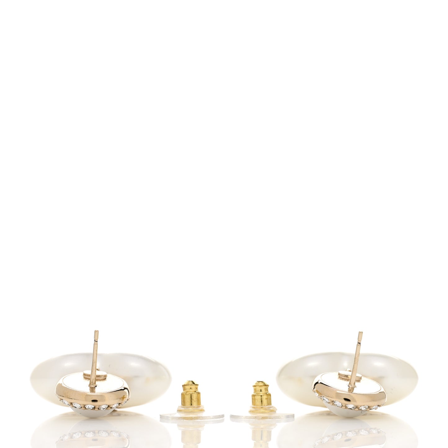 Pearl Crystal CC Heart Drop Earrings Gold