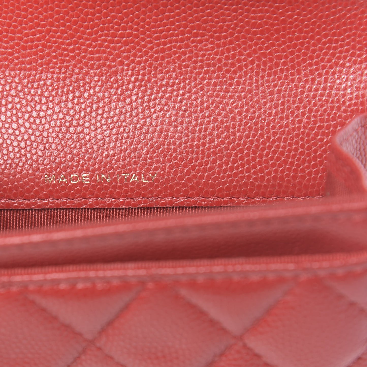 Caviar Quilted Flap Card Holder Wallet Red