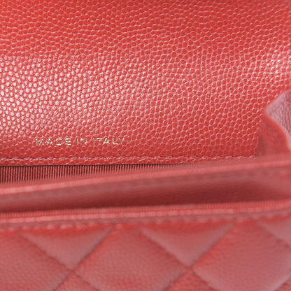 Chanel Caviar Quilted Flap Card Holder Wallet Red 7 of 15