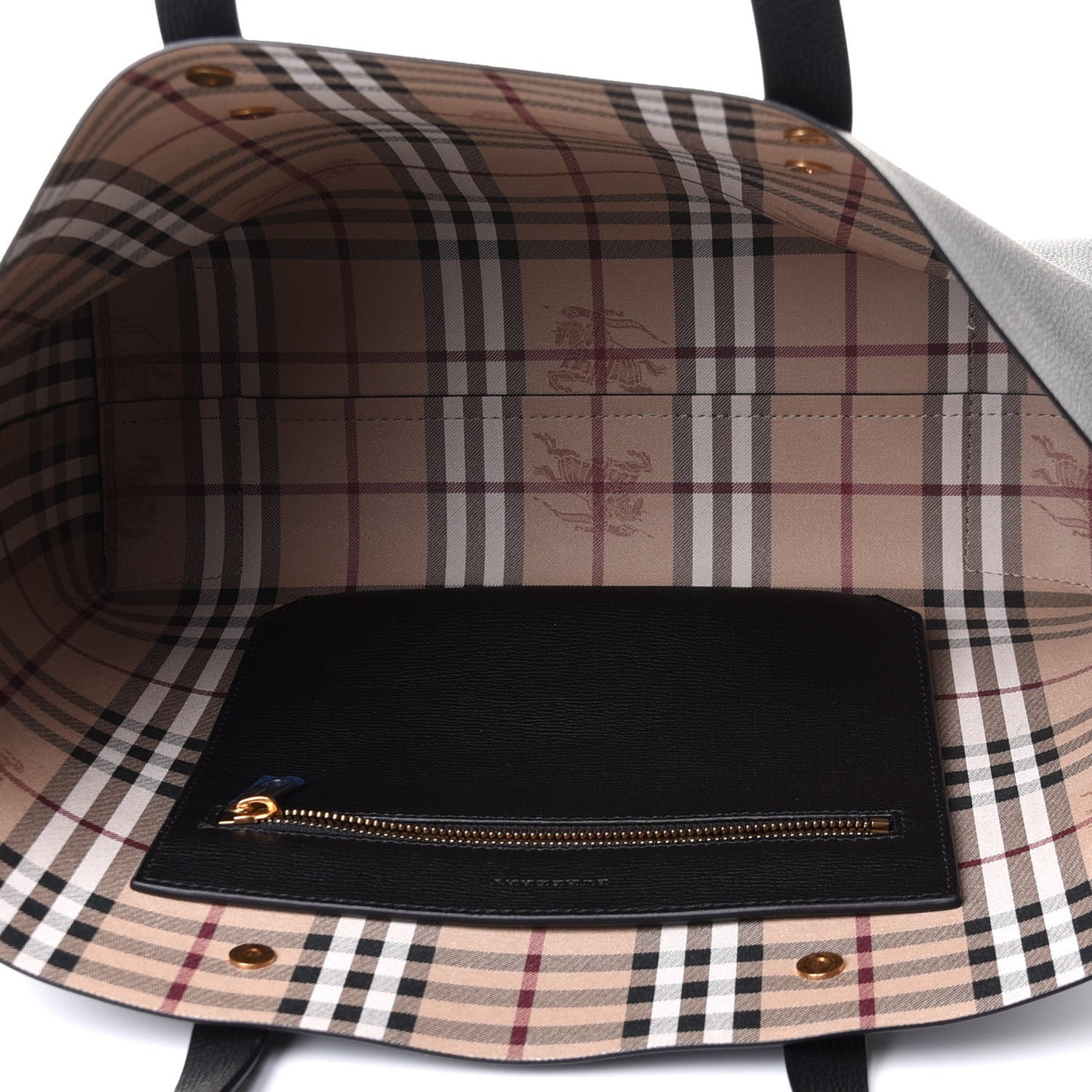 Grainy Calfskin Haymarket Check Tote Black