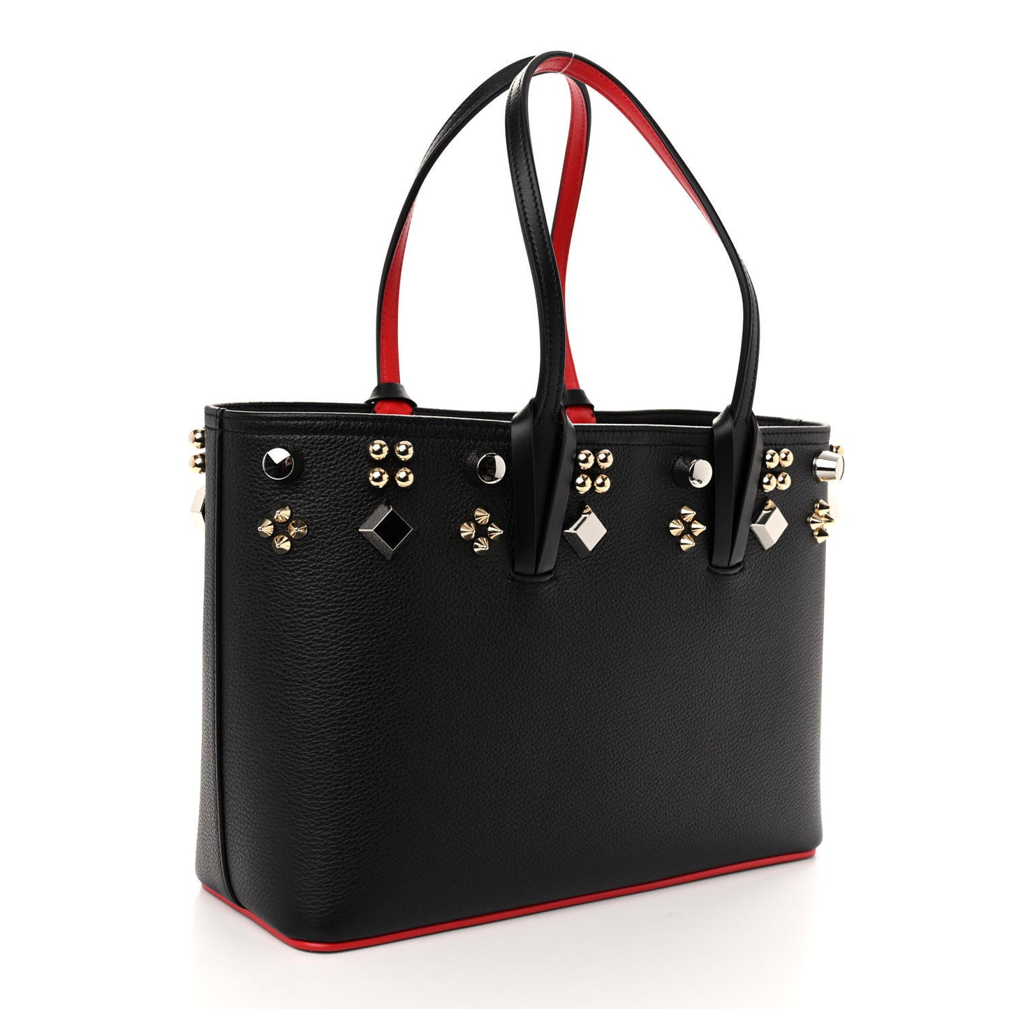 Calfskin Spikes Small East West Cabata Tote Black