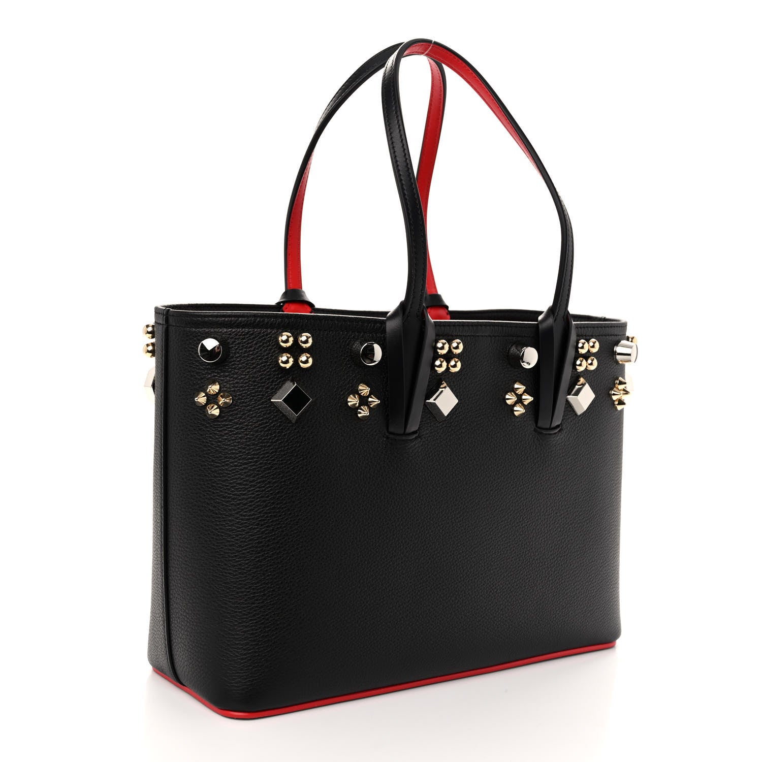 Christian Louboutin Calfskin Spikes Small East West Cabata Tote Black 4 of 10