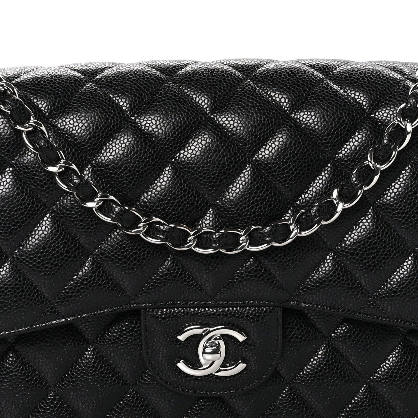 Caviar Quilted Jumbo Double Flap Black