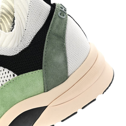 Chanel Knit Suede Fabric Womens CC Sneakers 41 Green Dark Green White Black 9 of 9
