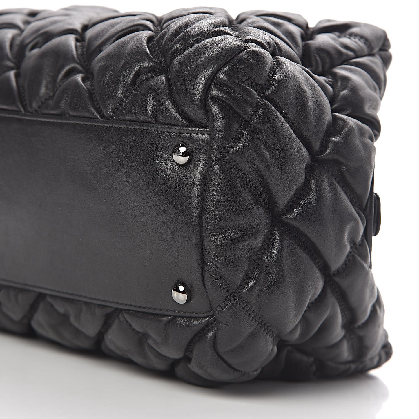 Calfskin Bubble Quilt Bowler Black
