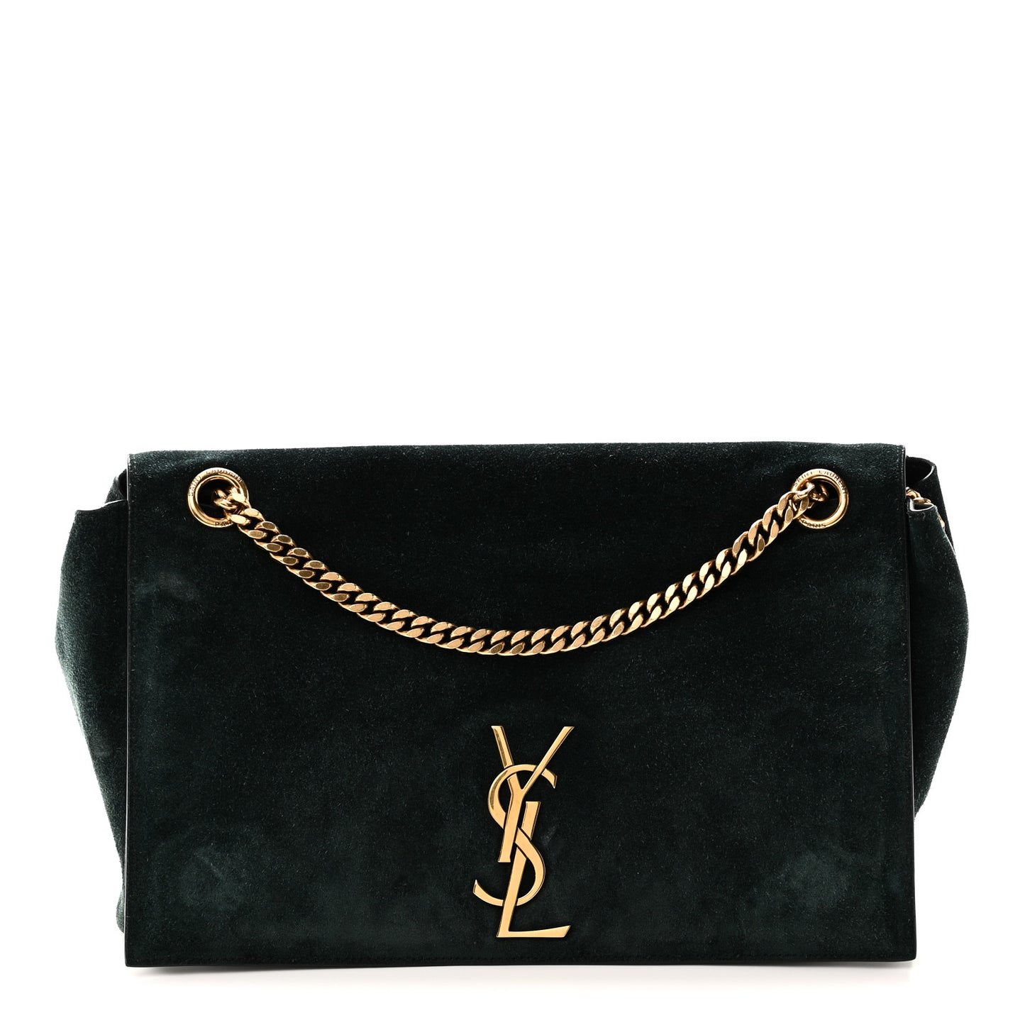 Smooth Calfskin Suede Medium Reversible Monogram Kate Satchel Black