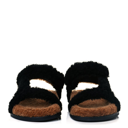 Fendi Shearling FF Fendi Feel Sandals 37 Tobacco Black 2 of 7