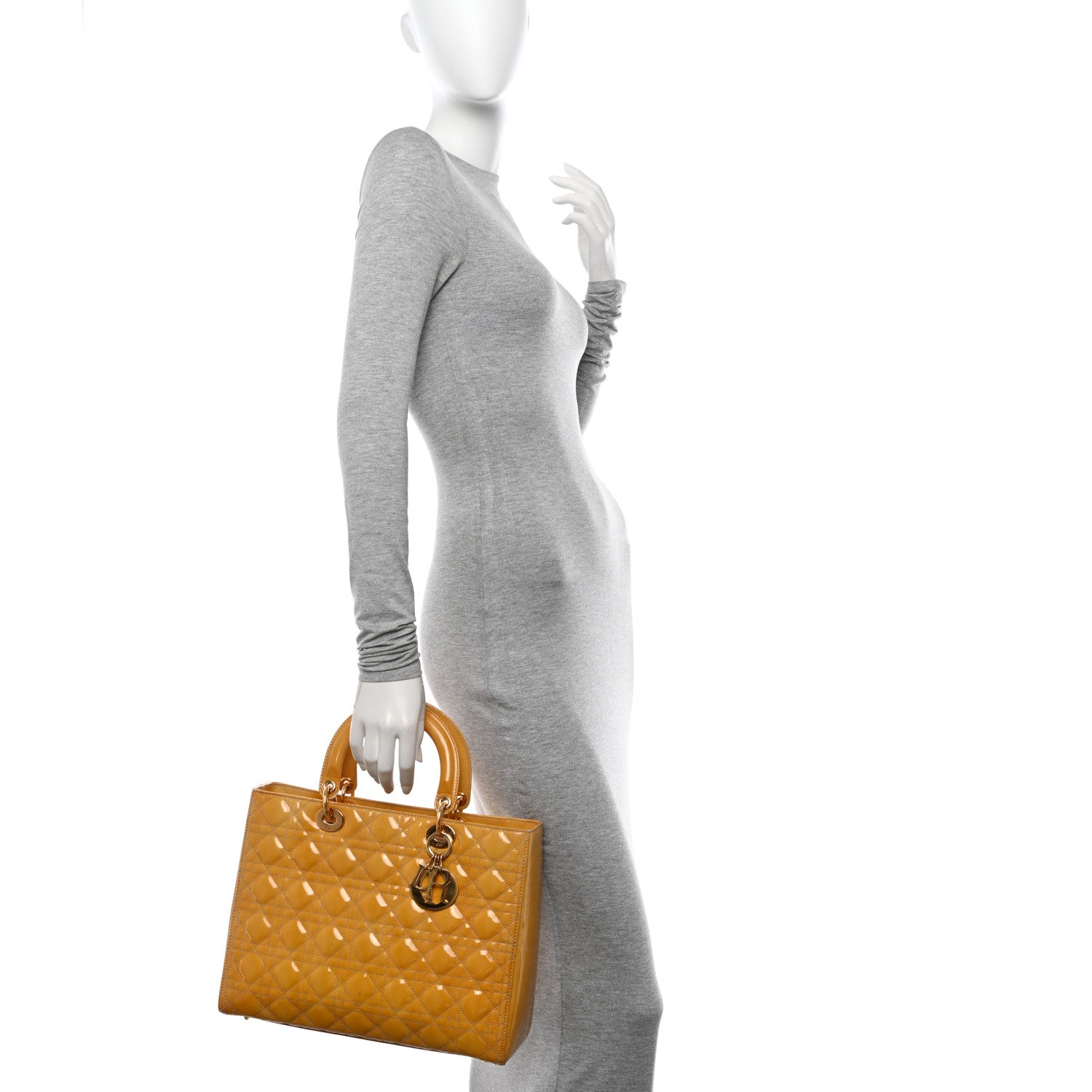 Christian Dior Patent Cannage Large Lady Dior Beige 2 of 22