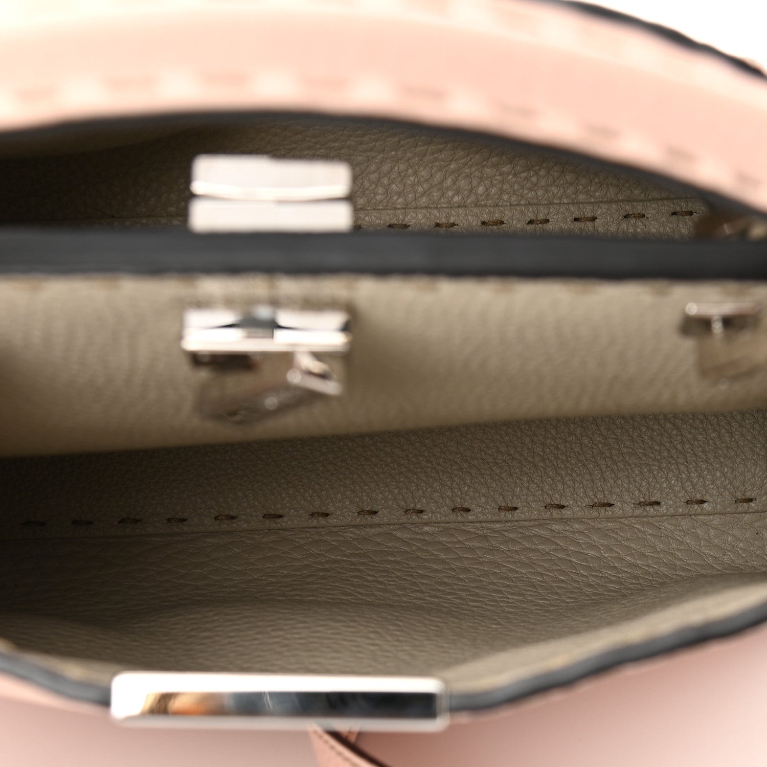 Fendi Cuoio Romano Selleria Bi-Color Medium Peekaboo Iconic Essentially Satchel Cipria Latte 6 of 10