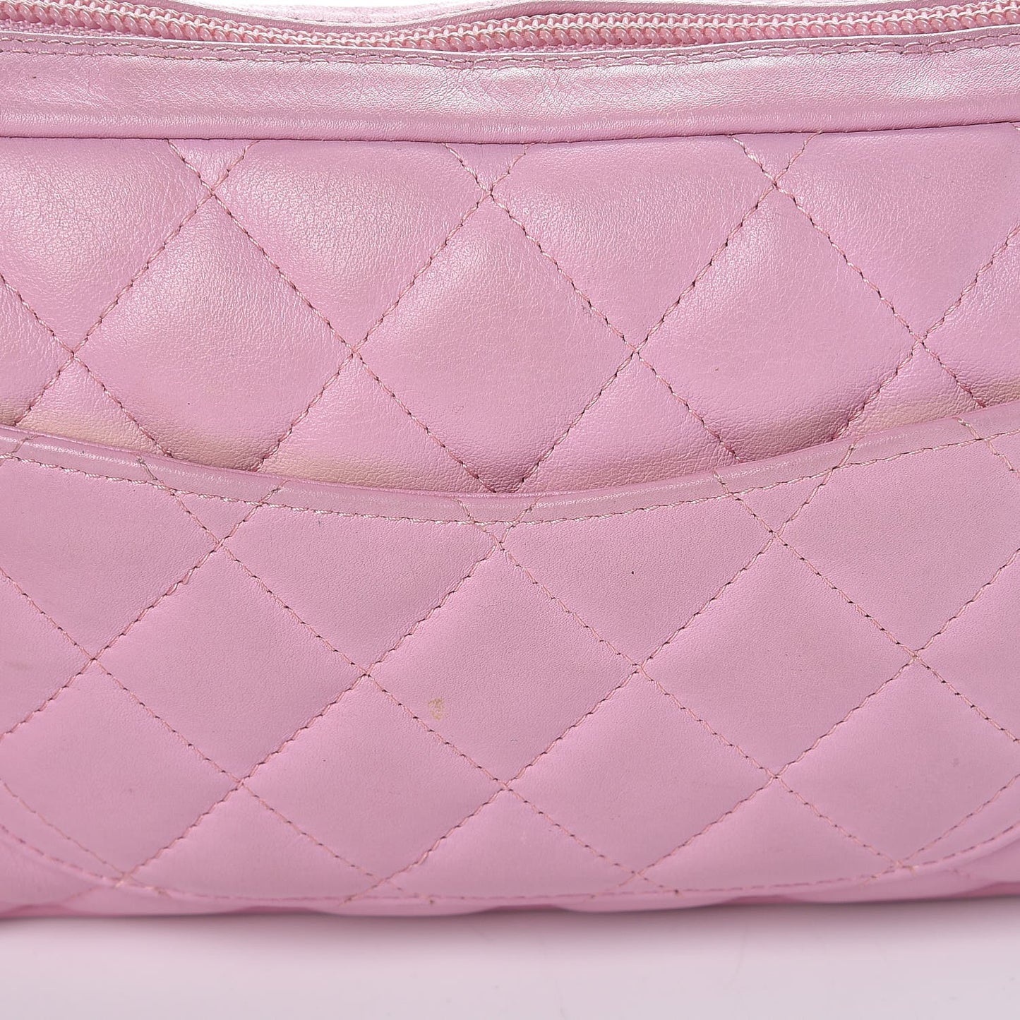 Calfskin Quilted Cambon Pochette Pink Black
