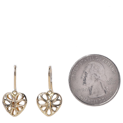 Tiffany 18K Yellow Gold Filigree Heart Lock Drop Earrings 2 of 4