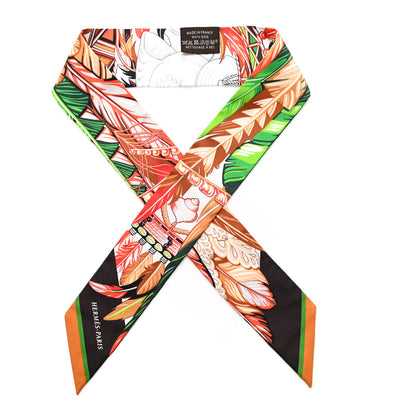 Hermes Silk La Danse Pacifique Twilly Vert Vif Corail 1 of 4