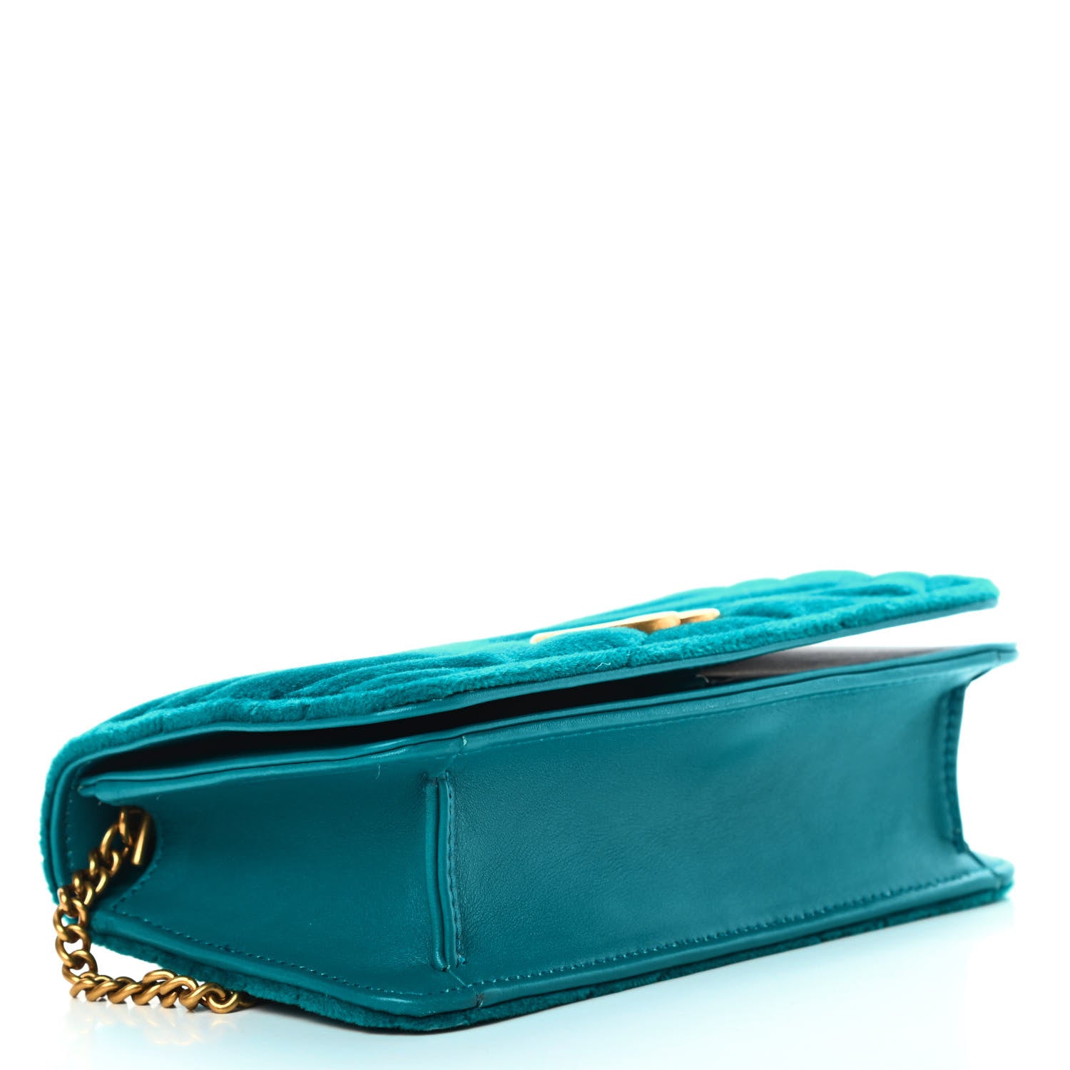 Gucci Velvet Matelasse GG Marmont Mini Bag Pavone Cyan 4 of 10