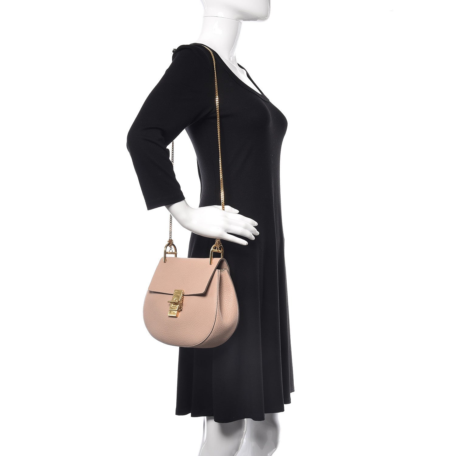 Chloe Grained Goatskin Drew Shoulder Bag Biscotti Beige 2 of 19