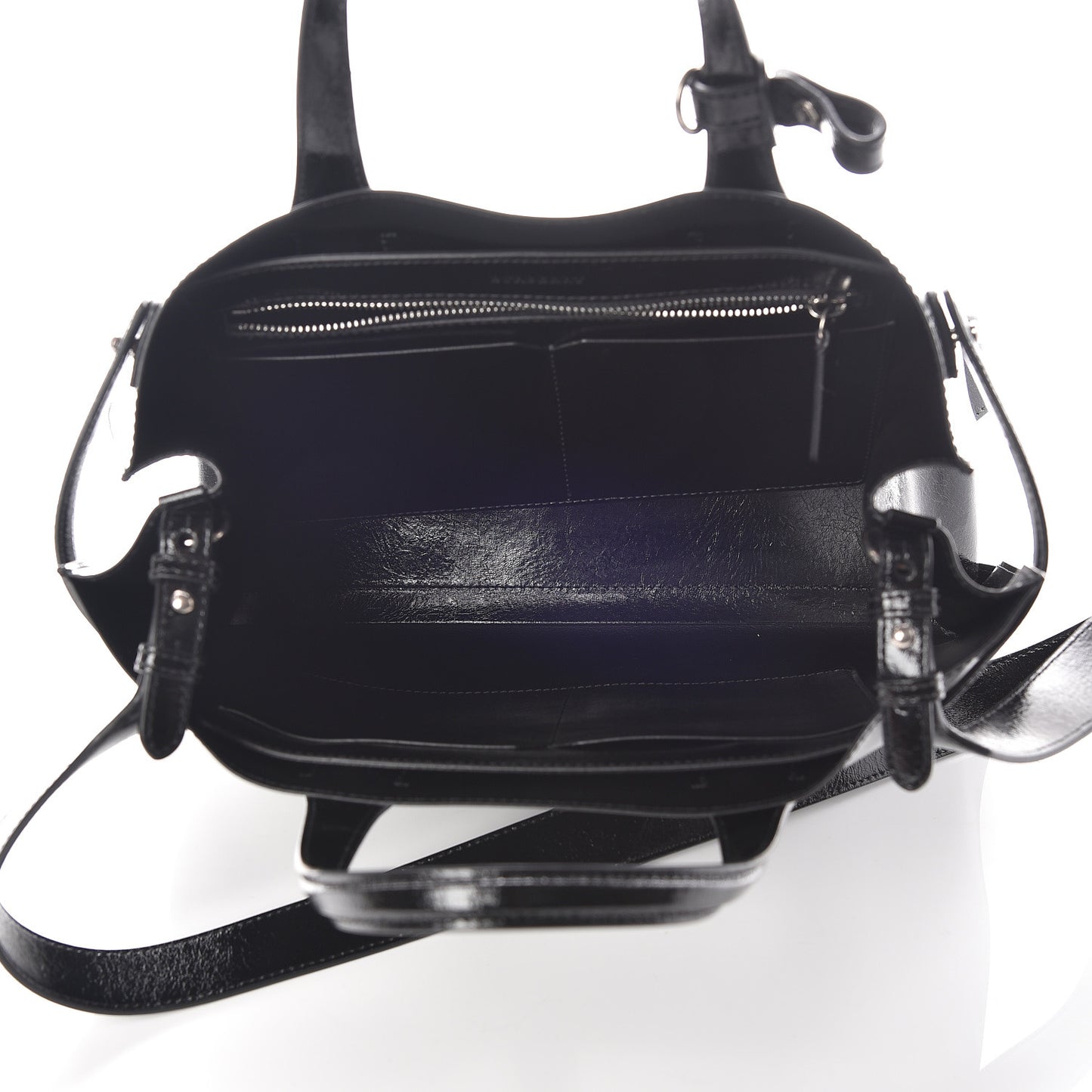 Shiny Soft Calfskin Medium Banner Tote Black
