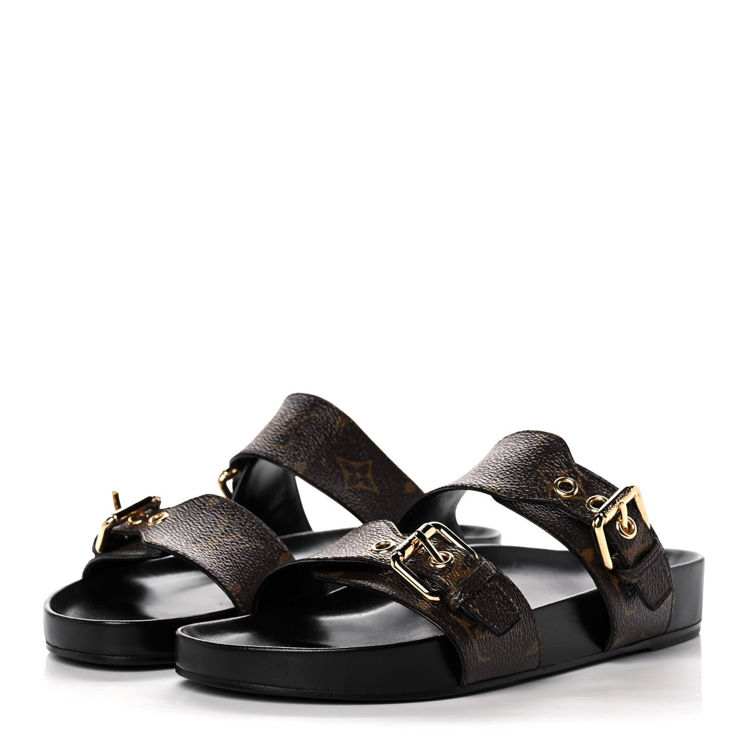 Louis Vuitton Monogram Bom Dia Mule Sandals 38 Black 3 of 8