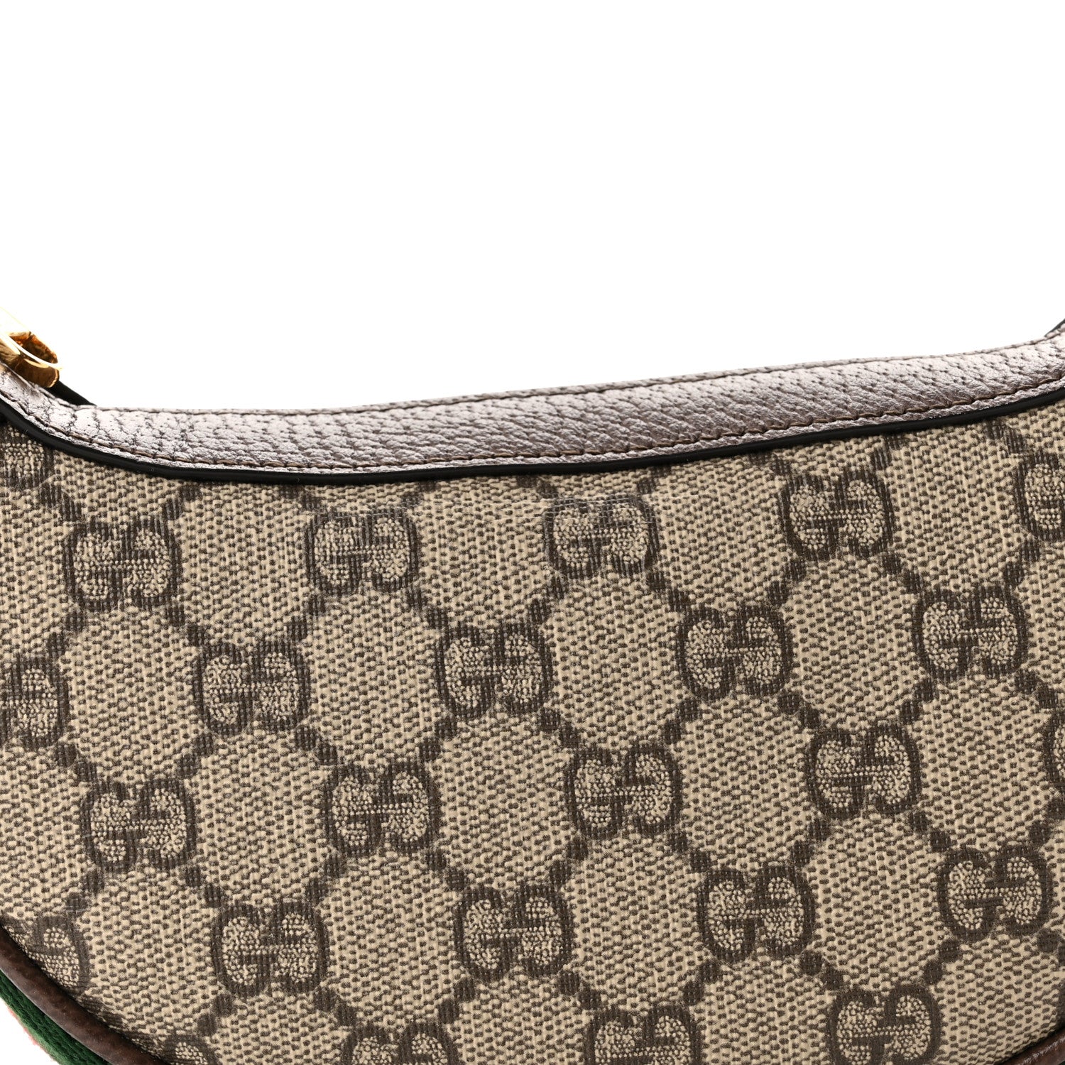 Gucci GG Supreme Monogram Textured Calfskin Web Mini Ophidia Half Moon Hobo Beige Ebony New Acero 8 of 10