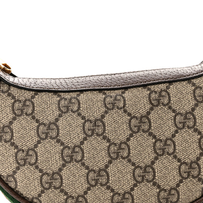 Gucci GG Supreme Monogram Textured Calfskin Web Mini Ophidia Half Moon Hobo Beige Ebony New Acero 8 of 10
