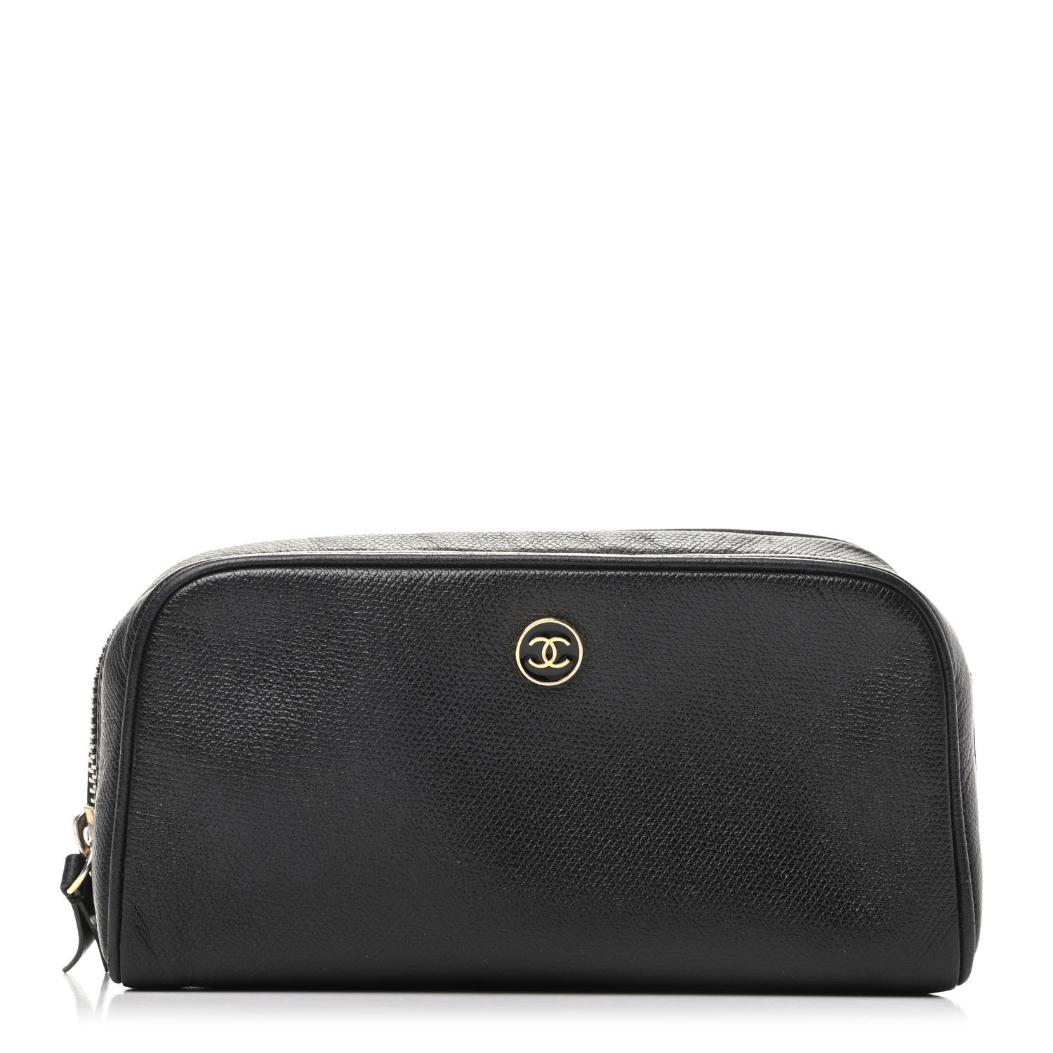 Chanel Grained Calfskin CC Button Medium Pouch Cosmetic Case Black 1 of 8