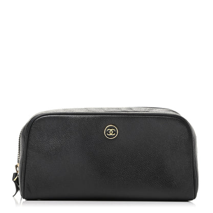 Chanel Grained Calfskin CC Button Medium Pouch Cosmetic Case Black 1 of 8