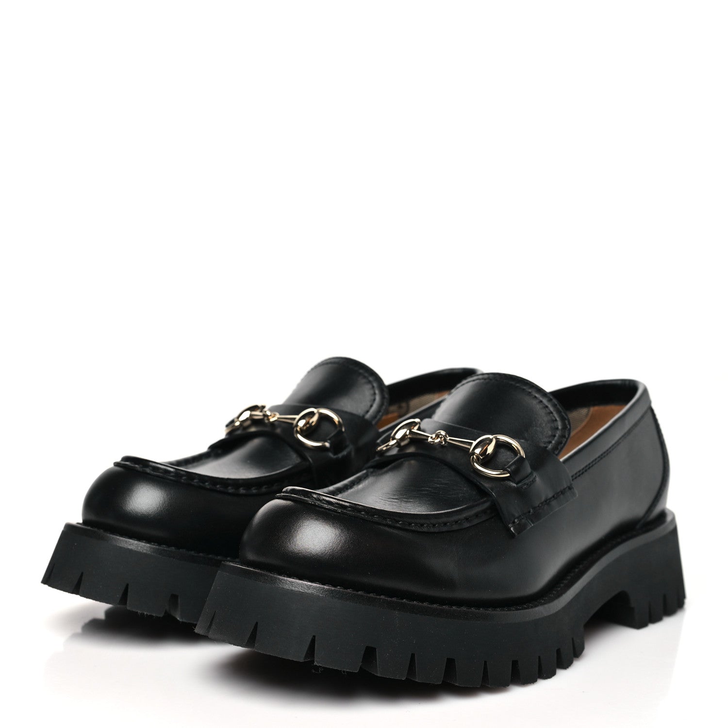 Gucci Betis Glamour Calfskin Womens Horsebit Loafers 37 Black 4 of 11