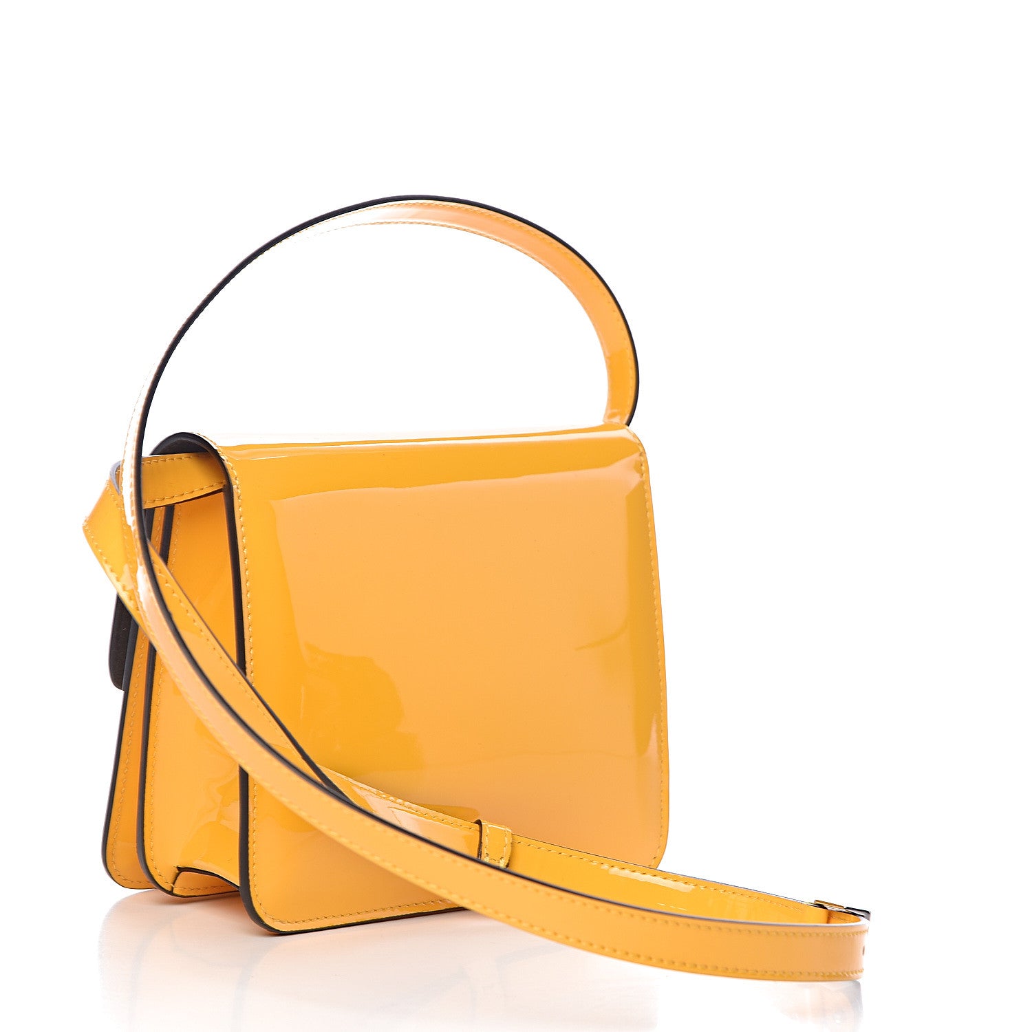 Fendi Vitello Vernice Mou Karligraphy Crossbody Bag Giallo 3 of 10