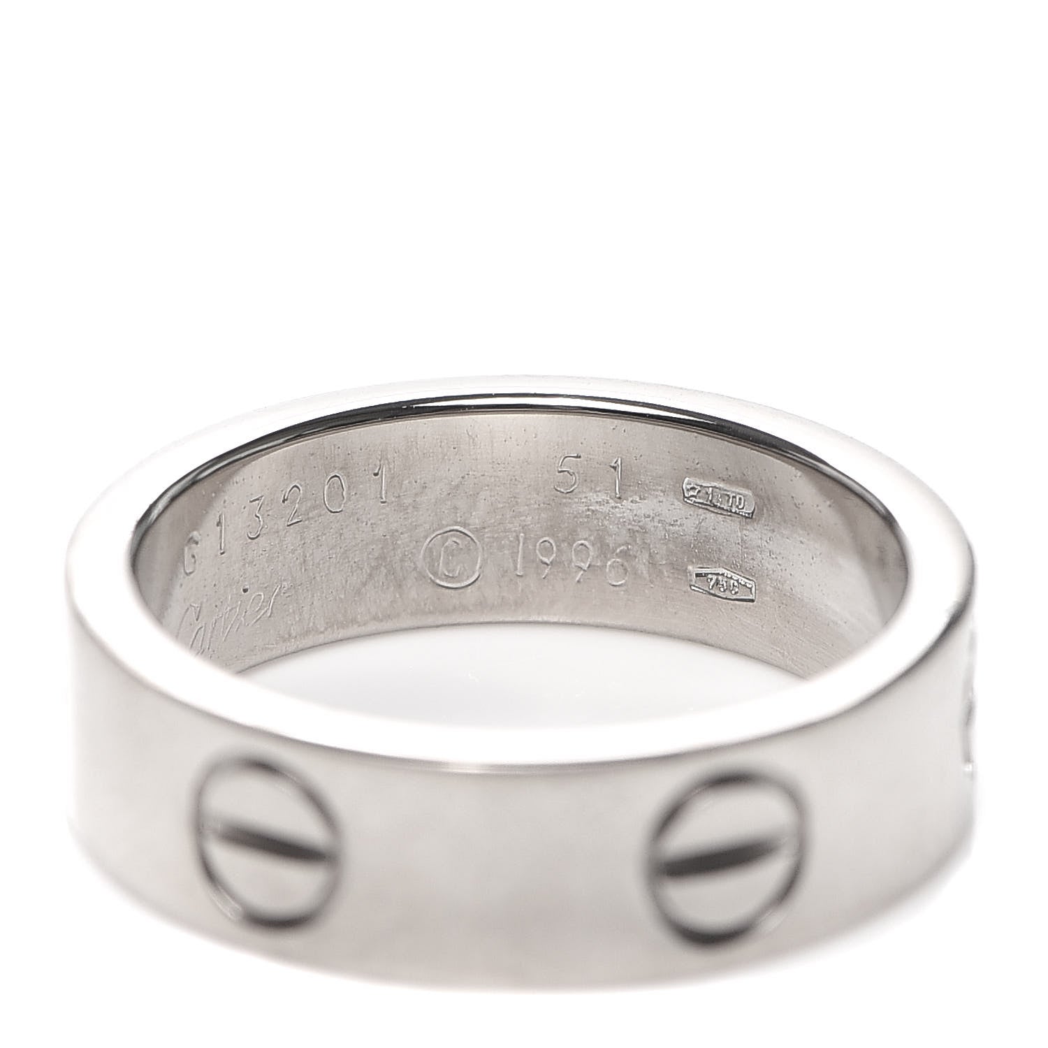 Cartier 18K White Gold 5.5mm LOVE Ring 51 5.75 4 of 5