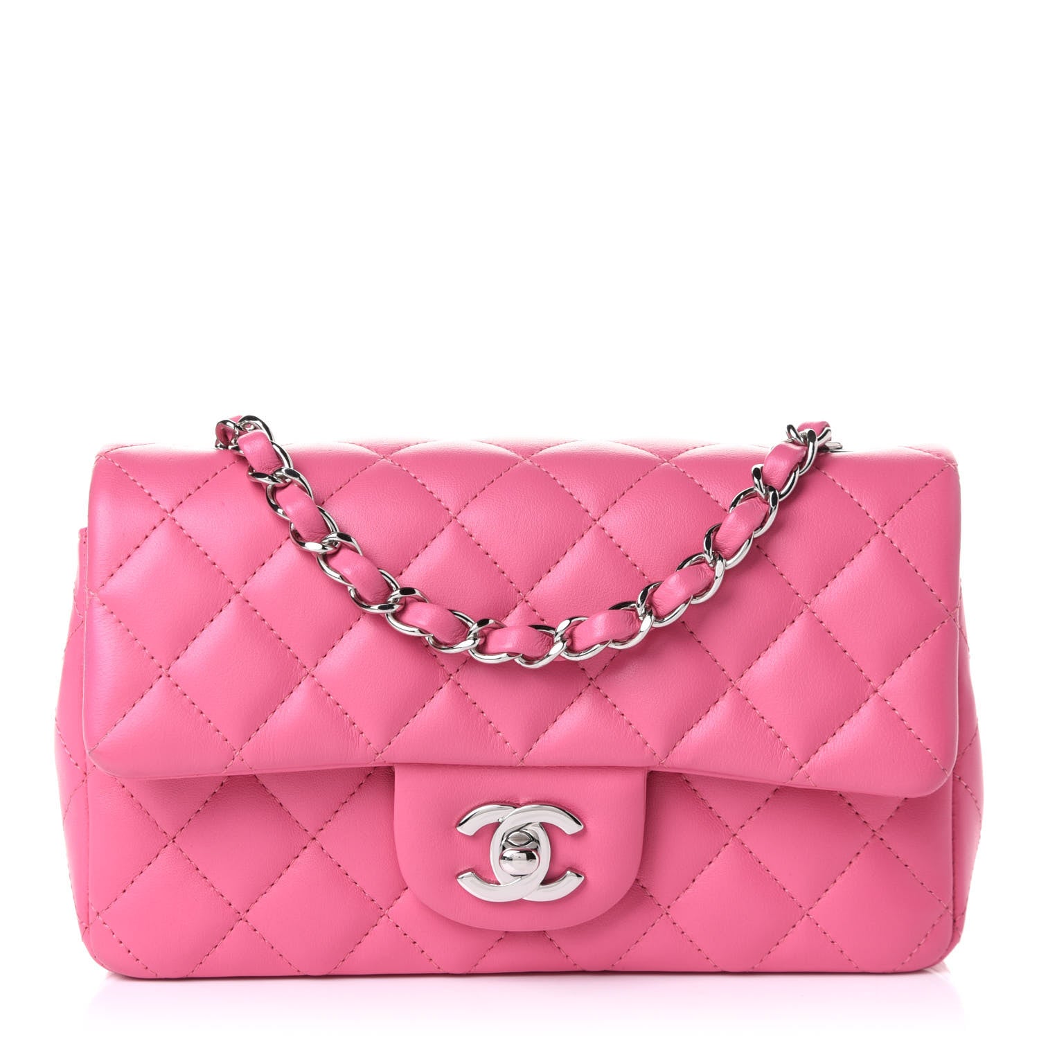 Chanel Lambskin Quilted Mini Rectangular Flap Pink 1 of 9