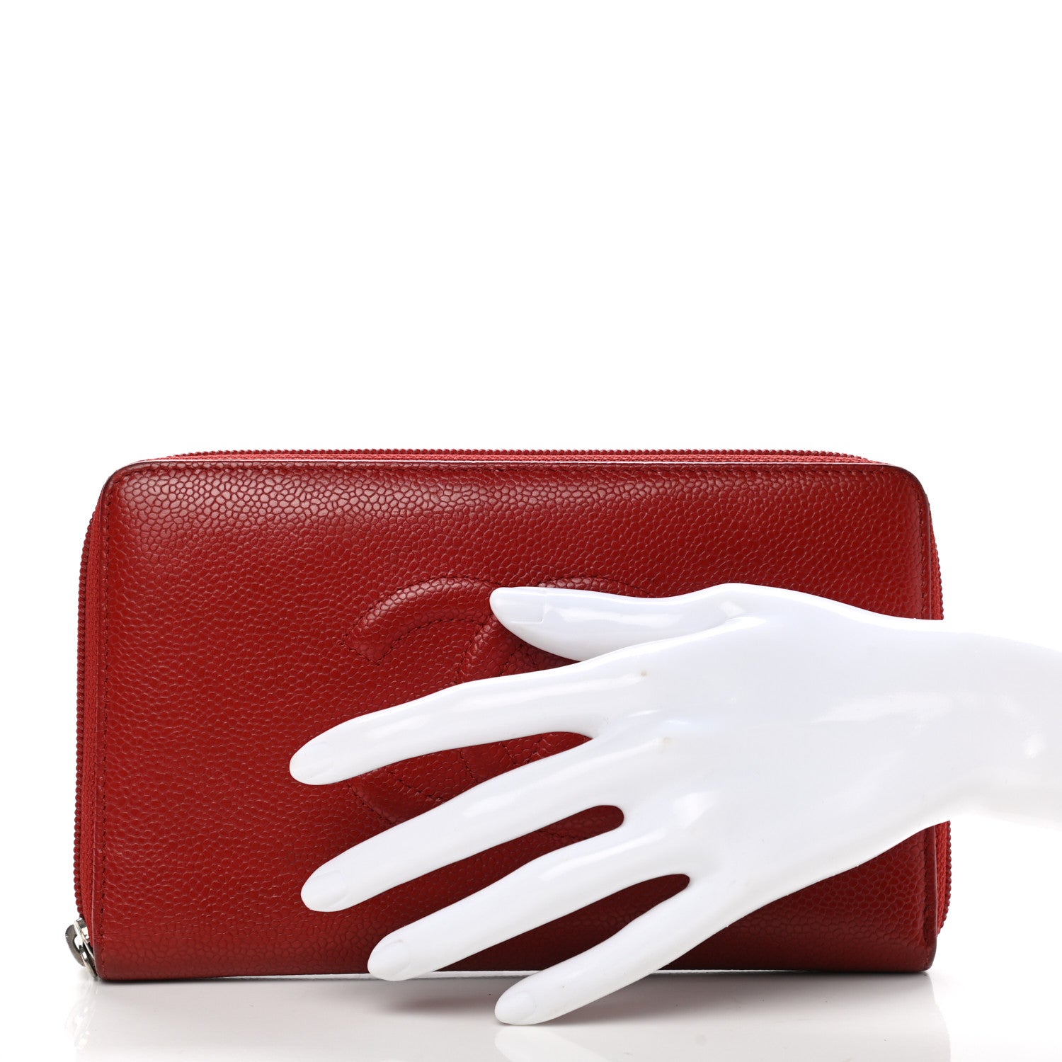 Chanel Caviar Large CC Timeless Zip Around Organizer Wallet Red 2 of 12