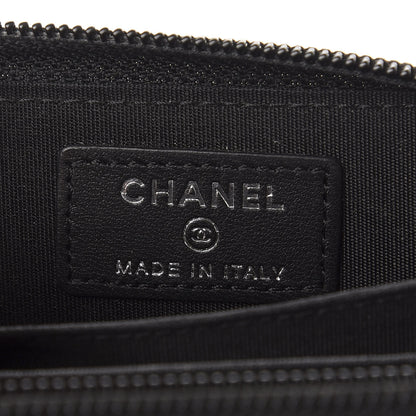 Chanel Lambskin Quilted Zip Around Boy Coin Purse Wallet Black 6 of 9