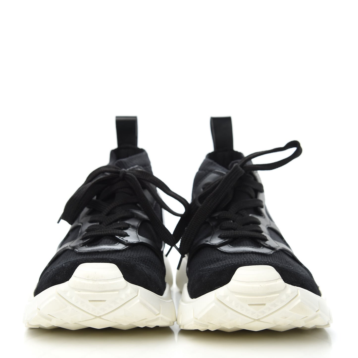 Calfskin Mesh Mens Sound High Sneakers 45 Black