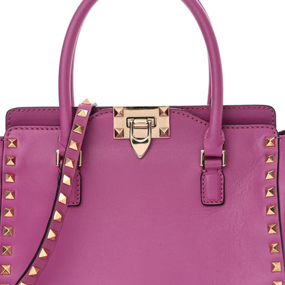 Valentino Garavani Vitello Small Rockstud Double Handle Tote Purple Violet 8 of 15