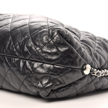 Chanel Metallic Crackled Calfskin Quilted Large Big Bang Hobo Black 9 of 10