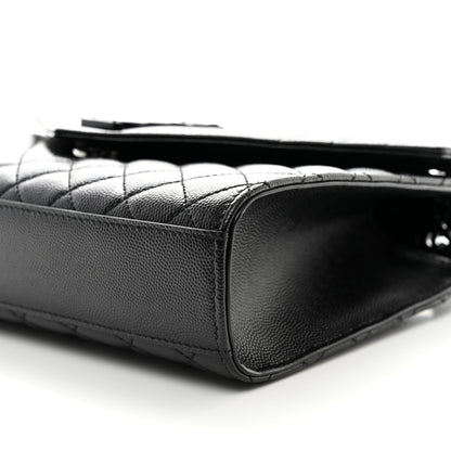 Saint Laurent Grain De Poudre Textured Mixed Matelasse Triquilt Medium Monogram Monochrome Satchel Black 10 of 10