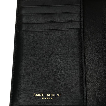 Saint Laurent Crocodile Embossed Tiny Cassandre Passport Holder Black 8 of 8