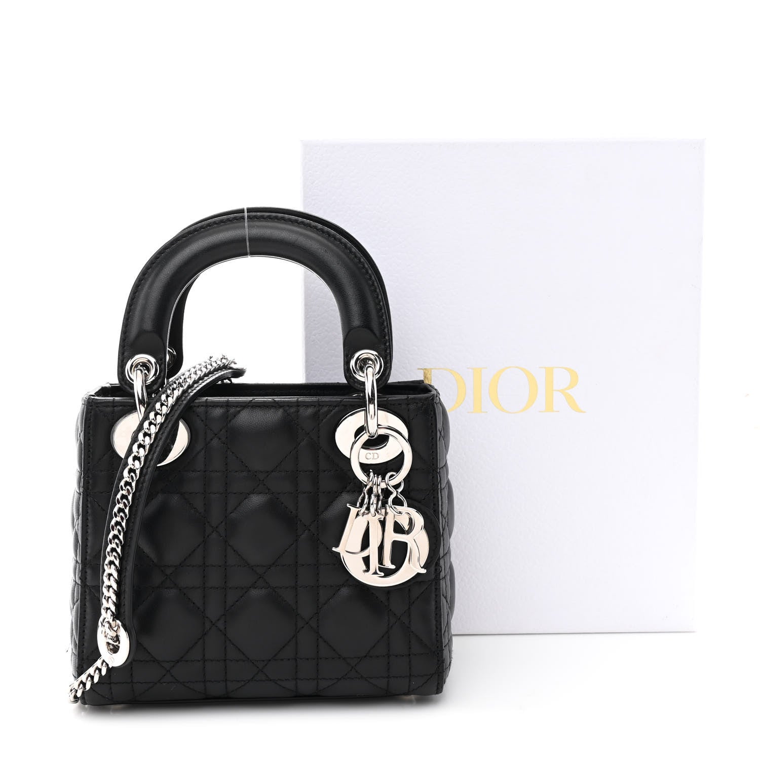 Christian Dior Lambskin Cannage Mini Lady Dior Black 10 of 10