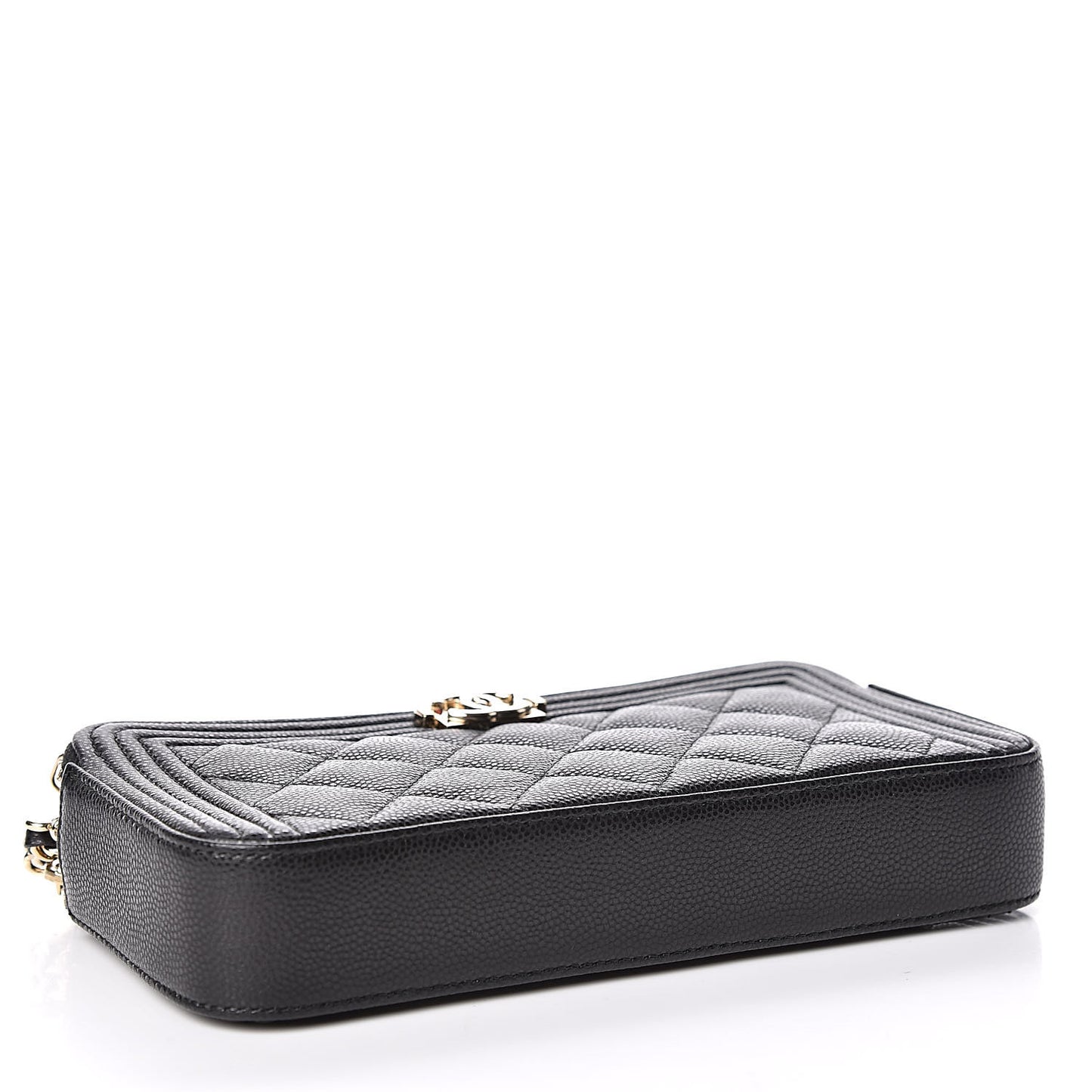 Caviar Quilted Small Boy Clutch With Chain Black