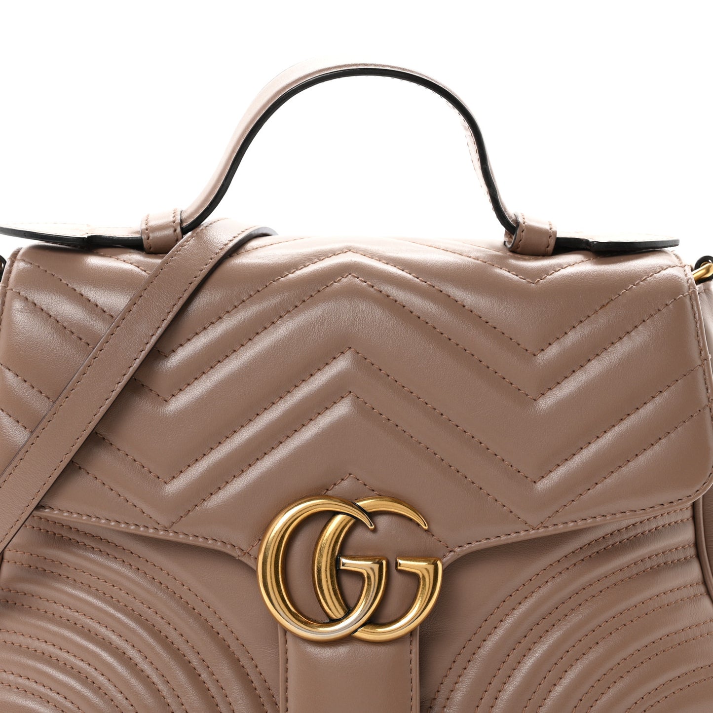 Calfskin Matelasse Small GG Marmont Top Handle Shoulder Bag Porcelain Rose