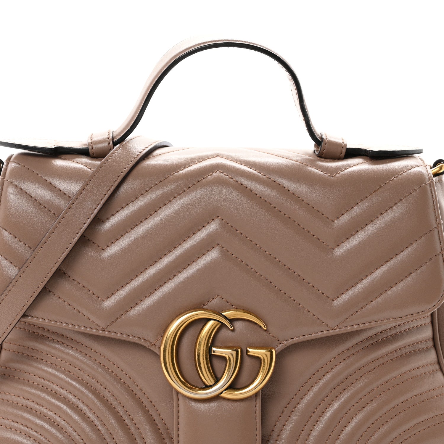 Gucci Calfskin Matelasse Small GG Marmont Top Handle Shoulder Bag Porcelain Rose 8 of 11