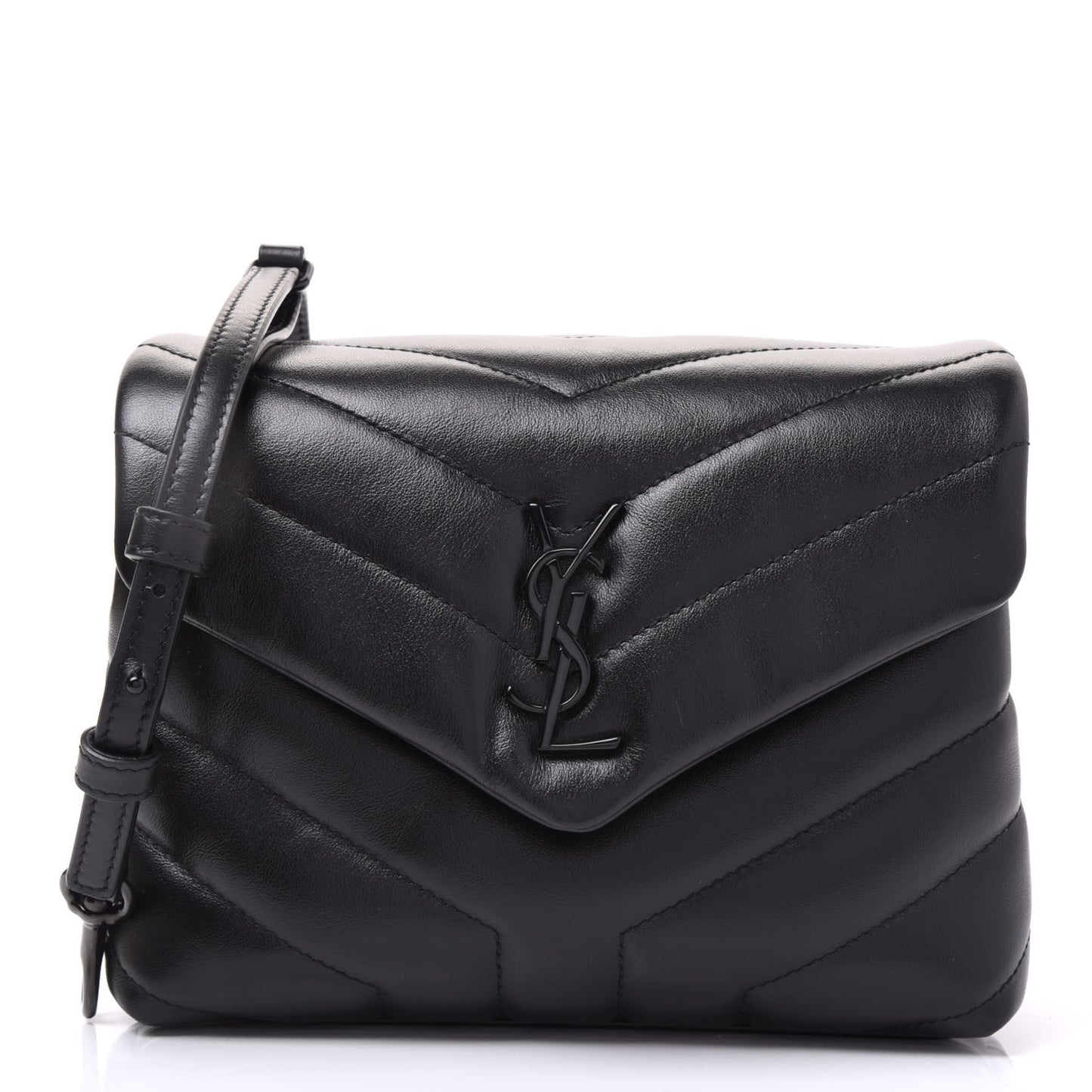 Calfskin Y Quilted Monogram Toy Loulou Crossbody Bag Black