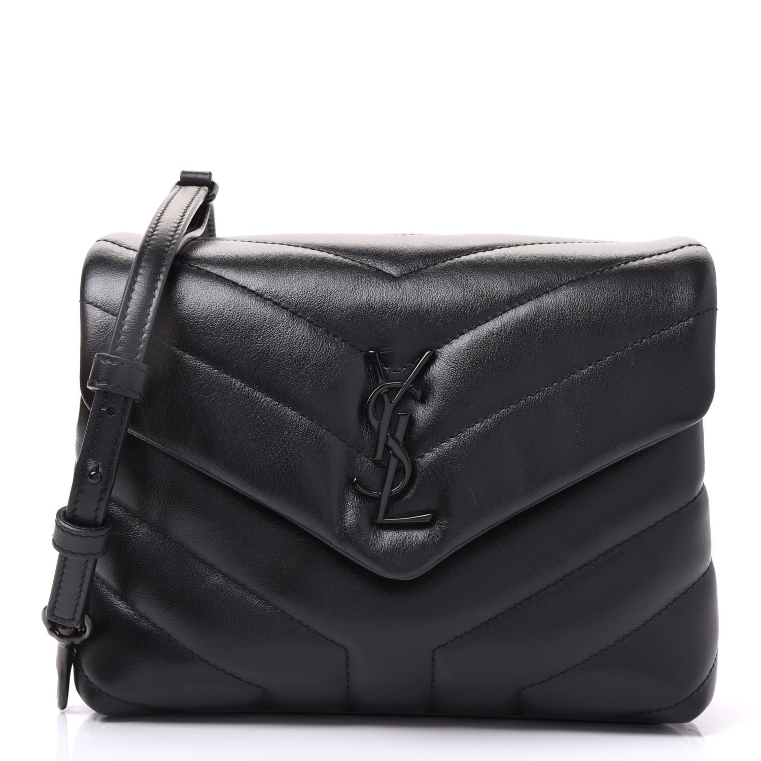 Saint Laurent Calfskin Y Quilted Monogram Toy Loulou Crossbody Bag Black 1 of 8