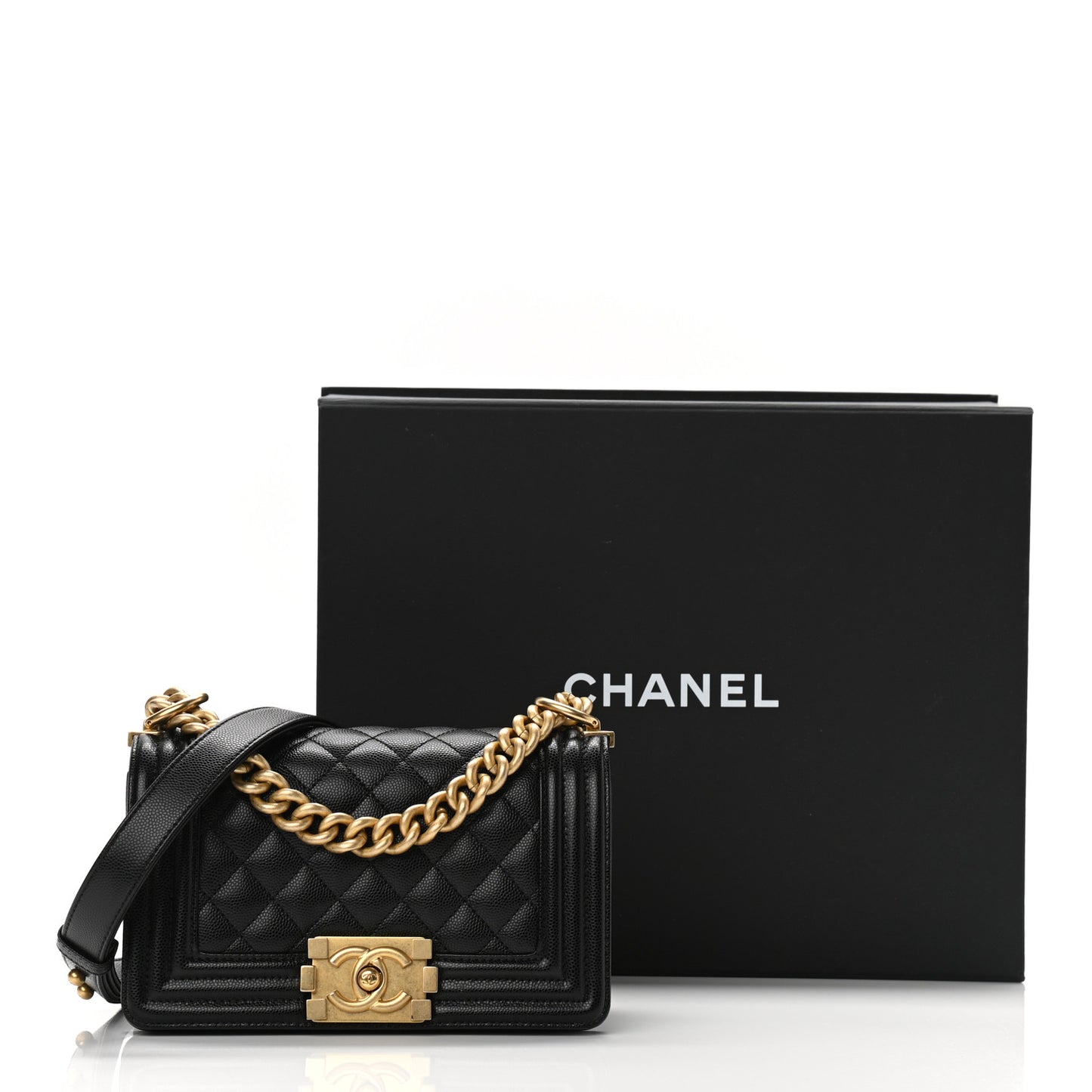 Caviar Quilted Small Boy Flap Black