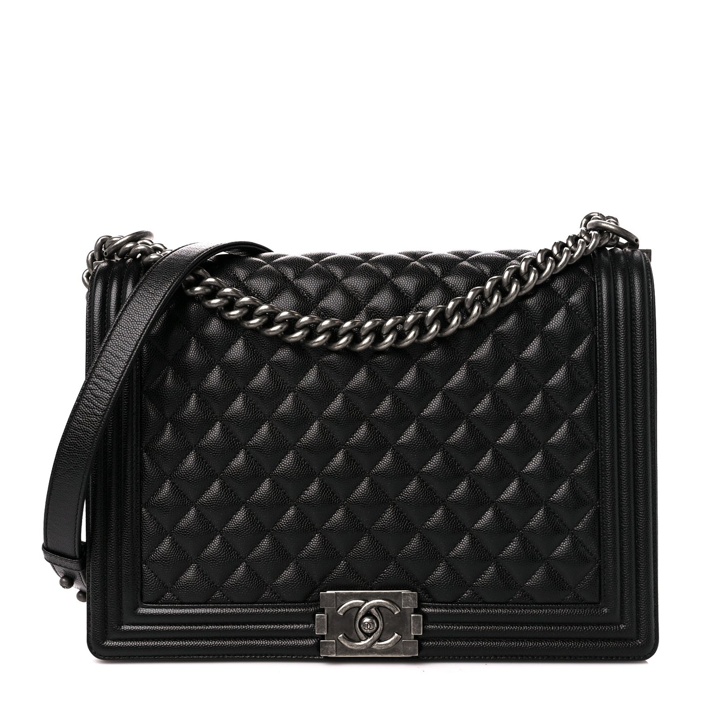 Caviar Quilted Large Boy Flap Black