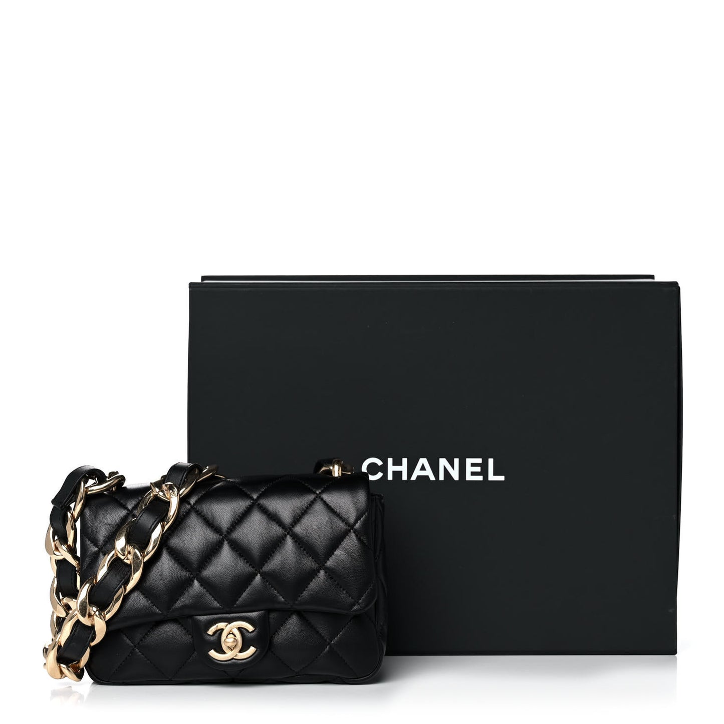 Lambskin Quilted Small Funky Town Flap Black