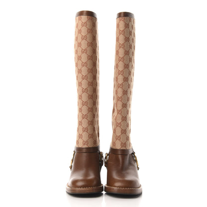 Gucci GG Monogram Calfskin Lola Tall Boots 35 Beige Ruggine Cuir 3 of 7