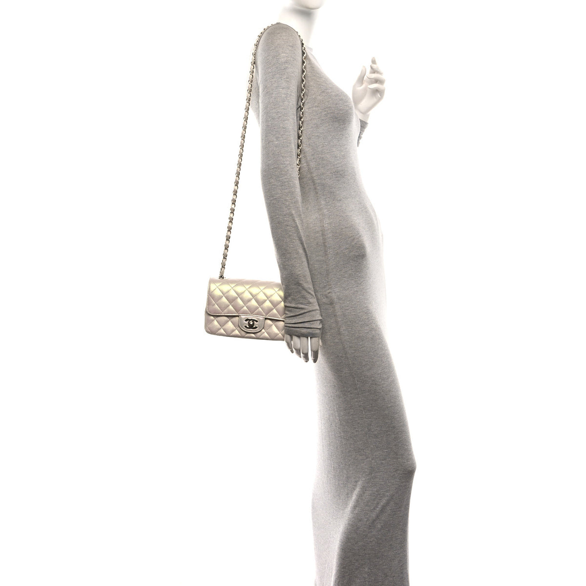 Chanel Iridescent Lambskin Quilted Mini Rectangular Flap Ivory 2 of 11